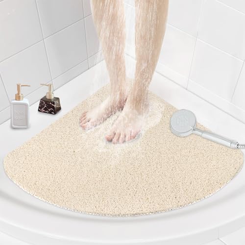 Mofonky Corner Shower Mat Non Slip: 80 x 80 cm Extra Large Shower Mats for Inside Shower - Loofah Quadrant Shower Tray Matt Anti Mould for Elderly