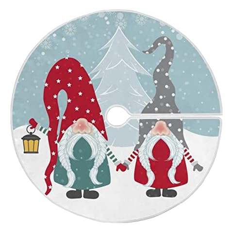 Christmas Tree Skirt Gnome Large Xmas Tree Skirts Decorations 48 inch Burlap Tree Mat Cover for 4 ft Trees Holiday Party Cover
