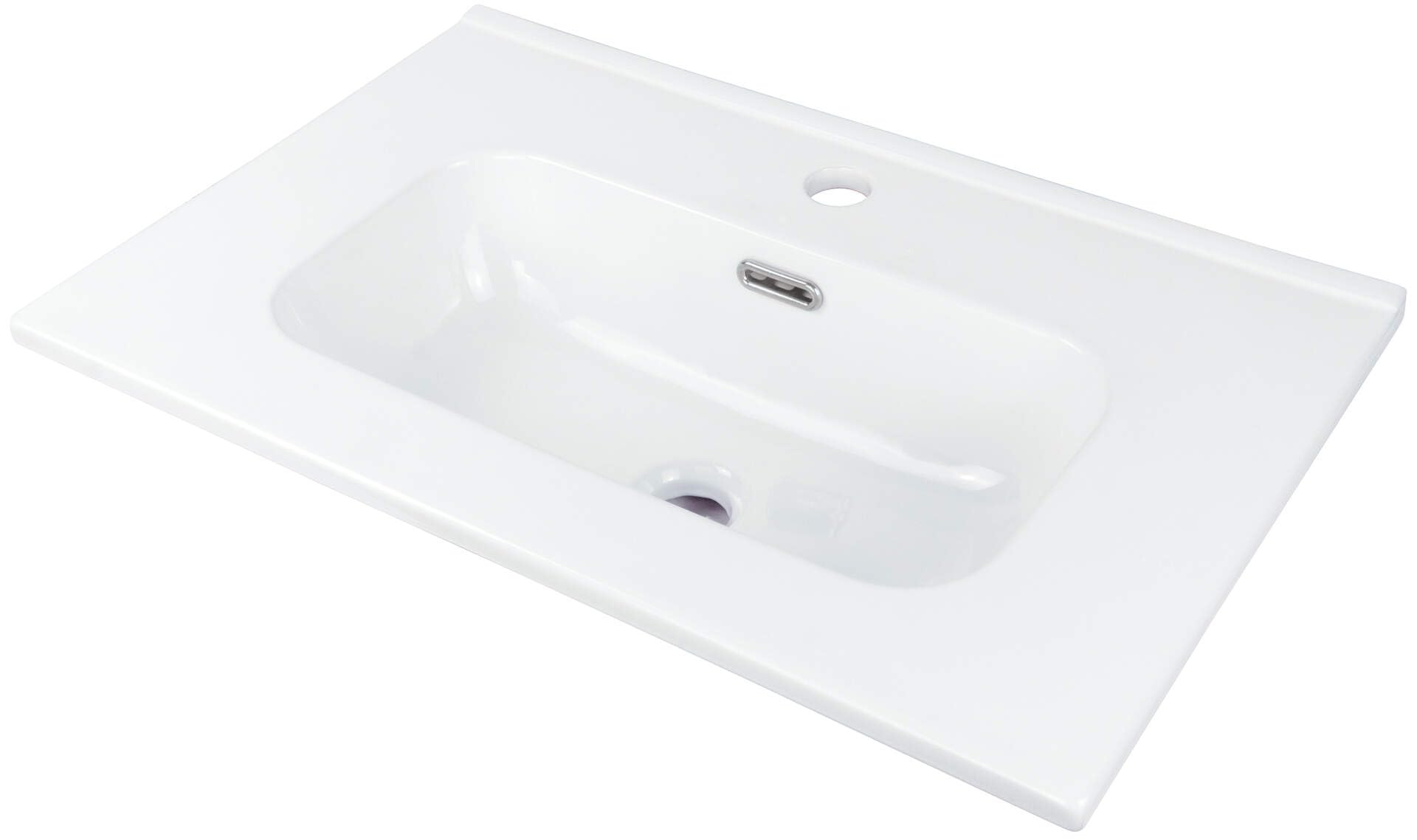 Lavabo in ceramica ad incasso con basetta per rubinetteria bianco 38,5x60 cm - Rober