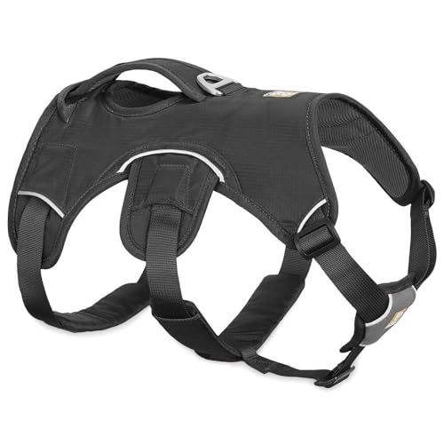 Ruffwear Mehrzweck-Hundegeschirr, Raues Gelände, Arbeitshunde, Mittelgroße Hunderassen, Größenverstellbar, Größe: M, Grau, Web Master Geschirr, 30102-025M