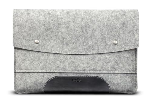 Étui MacBook Pro 14 housse feutre de laine pour ordinateur portable gris et noir