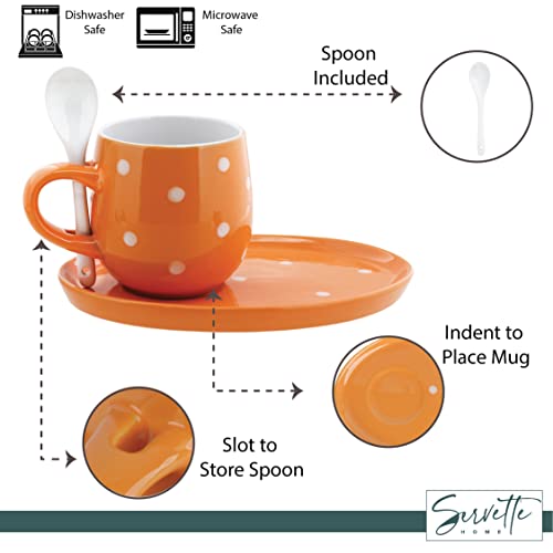 Coffee Mugs Set With Plate And Spoon Cup And Saucer Set 11Oz - Orange #TOP3