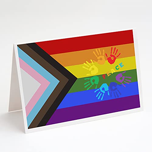 Caroline's Treasures CK8019GCA7P Gay Pride Peace Hands Progress Pride Greeting Cards and Envelopes Pack of 8 Blank Cards with Envelopes Whimsical A7 Size 5x7 Blank Note Cards