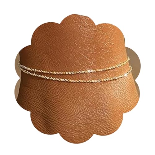 Snuhlzvm 14K Gold Plated Ankle Chain for Women, Adjustable Exquisite Cuban Chains, Fashionable Stackable Anklet Sets, Heart-Shaped Decorations, Trendy Gifts Choices
