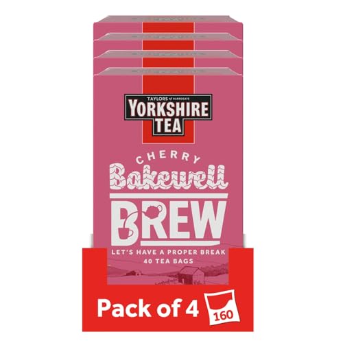 Yorkshire Tea Cherry Bakewell Brew 4 Boxes of 40 Tea Bags (Total 160 Bags)