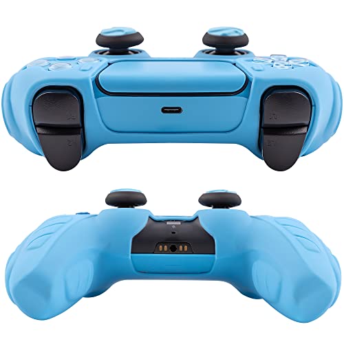 Chin Fai Ps5 Controller Skin, Ergonomic Soft Anti-Slip Controller Silicone Grip Cover Case Accessories Set For Playstation 5 Dualsense Controller With 6 Thumb Grip Caps (Starlight Blue) #TOP3