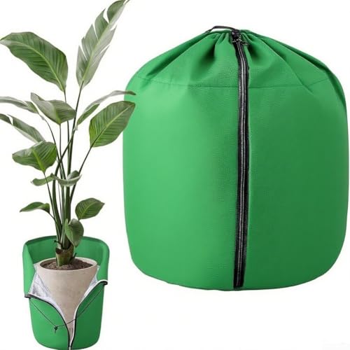 Borsa invernale per piante con coulisse e cerniera, progettata per proteggere arbusti da giardino, fiori e alberi da frutto (45 x 50 cm)