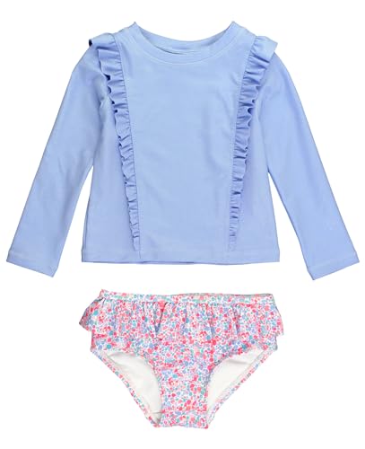 RuffleButts Sparkle Shimmer On Long Sleeve Princess Seam Ruffle Rash Guard 2-Piece - 3T