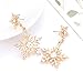NVENF Christmas Snowflake Earrings for Women Winter Holiday Crystal Snowflake Drop Dangle Earrings Festive Gift for Women (Gold)