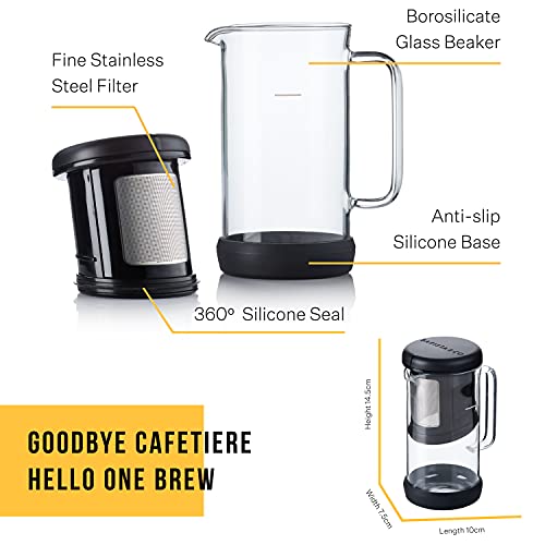 Barista & Co Manual, cafetera especial, infusor de café y té 4 en 1 con vaso de vidrio borosilicato, filtro de metal y… - Imagen 4
