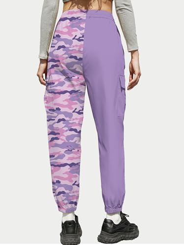 Image of Cromoncent Girls&Womens Cargo Pants Elastic Waist Lightweight Outdoor Jogger Pants, 6 Years - XX-Large