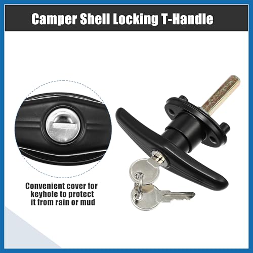 Image of 1Set Truck Cap Locking T-Handles for Pickup Truck Cap Camper Shell T-Handles Lock W / 2 Keys for Most Truck Caps Camper Tops Blind Mount Locking T-Handle Item Replacement