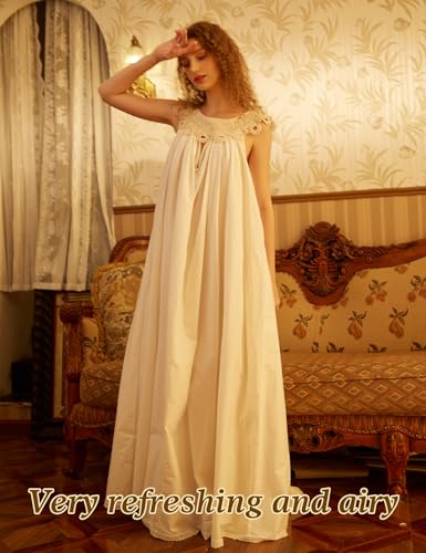 Victorian Nightgown for Women Vintage Nightie 100% Cotton Sleeveless Sleepwear Long Dress2