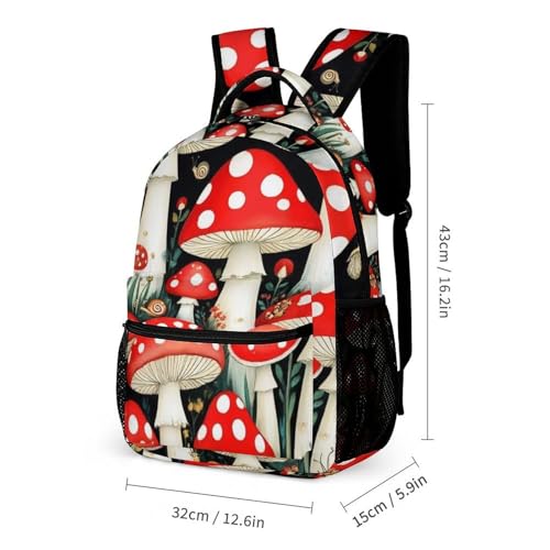 Backpack with Lunch Box & Cosmetic Bag Set Wild Mushrooms Bookbag Daypack Set Backpack with Lunch Bag Storage Bags2