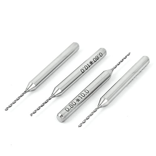 Aexit 0.8mm Tip Fuses Dia 10mm Cutting Depth Carbide Twist Shaped CNC PCB Drill Bits PCB Fuses 4 Pcs