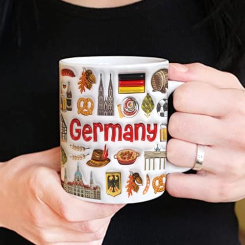 Taza de cerámica Lotacy Germany símbolos coloridos 11oz miniatura 5