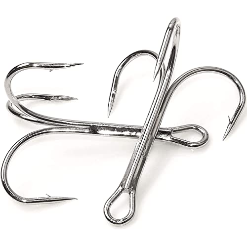 Treble Hooks Saltwater Large Treble Fishing Hooks Classic Triple Hook Silver Big Game Barbed Fish Hook Saltwater Fishing Hooks Size 4/0 6/0 7/0 8/0 10/0(6/0-10pcs) - Image 4