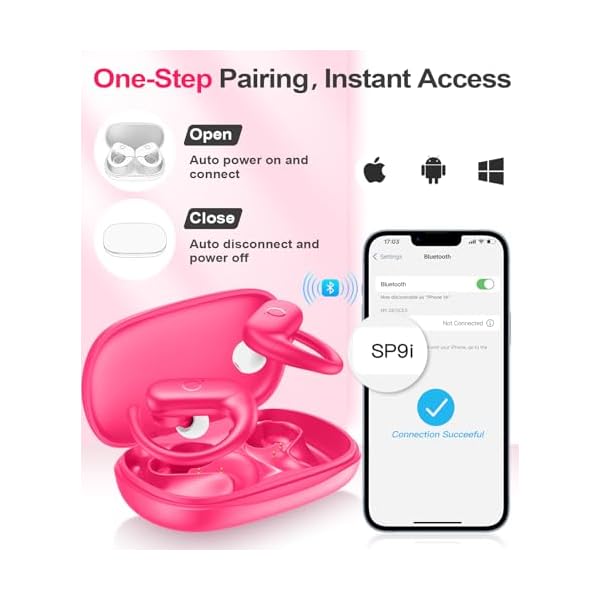 MOZOTER Wireless Earbuds Bluetooth 5.3 Headphones Sport,Over Ear Buds with Deep Bass Sound,60Hrs Playtime Earphones Redesigned Comfort Fit with Earhooks for Running,Meeting,Workout-Pink - Image 7