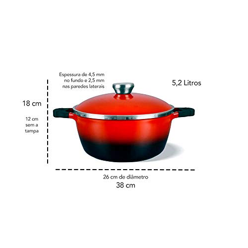 Panela Caçarola Vermelha Cerâmico Proteus e Concha Silicone