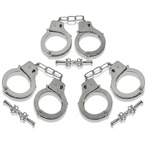 ArtCreativity 3 pack Metal handcuffs for Kids with keys, Costume Prop Accessory Party Favors, Pretend Play Toy Hand Cuffs, Gift for Boys and Girls, Police Toys for Halloween Costume