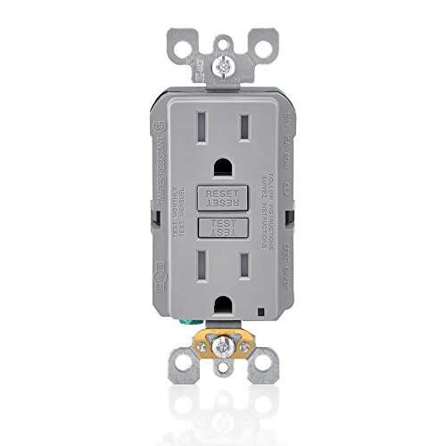 Receptáculo inteligente Leviton GFCI de 15 amperios, color gris y resistente a manipulaciones 3