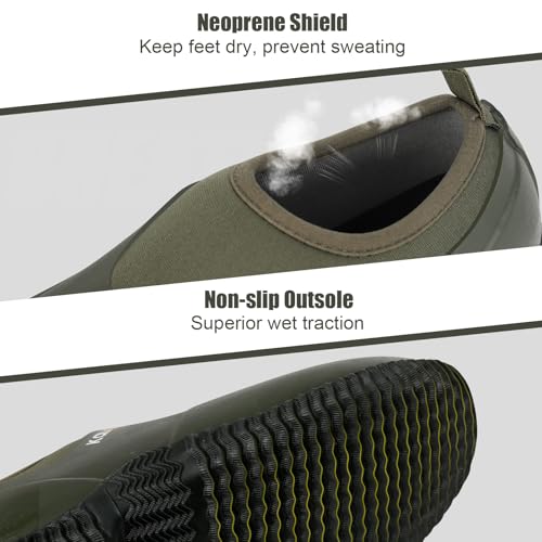 Kalkal Unisex Waterproof Garden Shoes, Men's Garden Boots,Women's Rain Shoes, Neoprene Rubber Footwear for Camping, Lawn Care, Gardening, Car Wash and Yard Work(Size 6-14)2