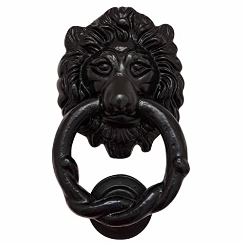 Mythrojan Lion Head Door Knocker, Cast Iron Knocker, Heavy Duty