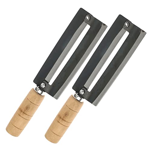 Super Zr Sugarcane Peeling Kinves Pineapple Peeling Knife Sugar Cane Peeler Knife Artifact Planing Knife -2 Knives-High Carbon Steel-Natural Non-Slip Wooden Handle #TOP21