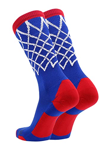 MadSportsStuff Crew Length Elite Basketball Socks with Net (Royal/Red, Medium) - Thumbnail 3