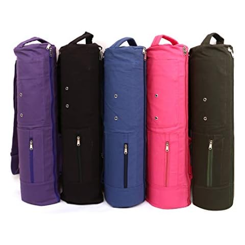 KD Sports Yoga Bag MAT Cover Full Zip Carry Bag with Multiple Pockets Storage Area Adjustable Strap (L-Black) (YOGA COVER) Cover