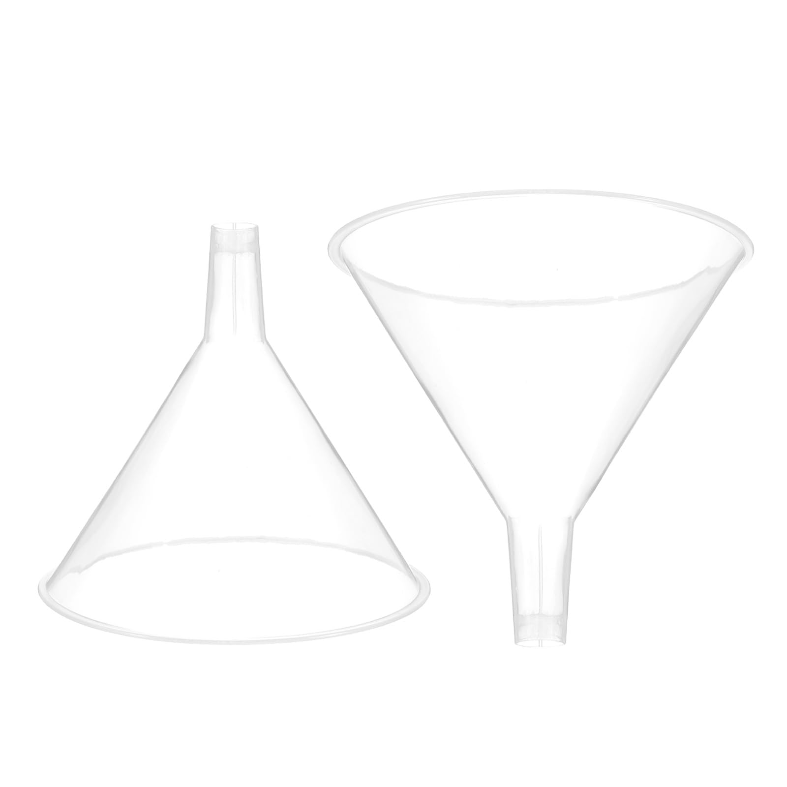 PATIKIL 6 Inch Clear Plastic Funnel, 2 Pcs Wide Mouth Multipurpose Transfer Funnel with Long Spout for Filling Water Bottle Liquid Lab Spices Powder Oil