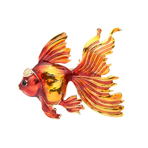 Image of Gold Fish Brooches Women Christmas Metal Fish Enamel Banquet Brooch Pins