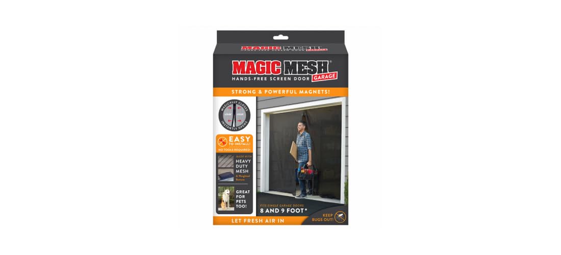 Magic Mesh Garage- zanzariera magnetica a mani libere, adatta per porte singole da garage, 2,3 e 2,4 m