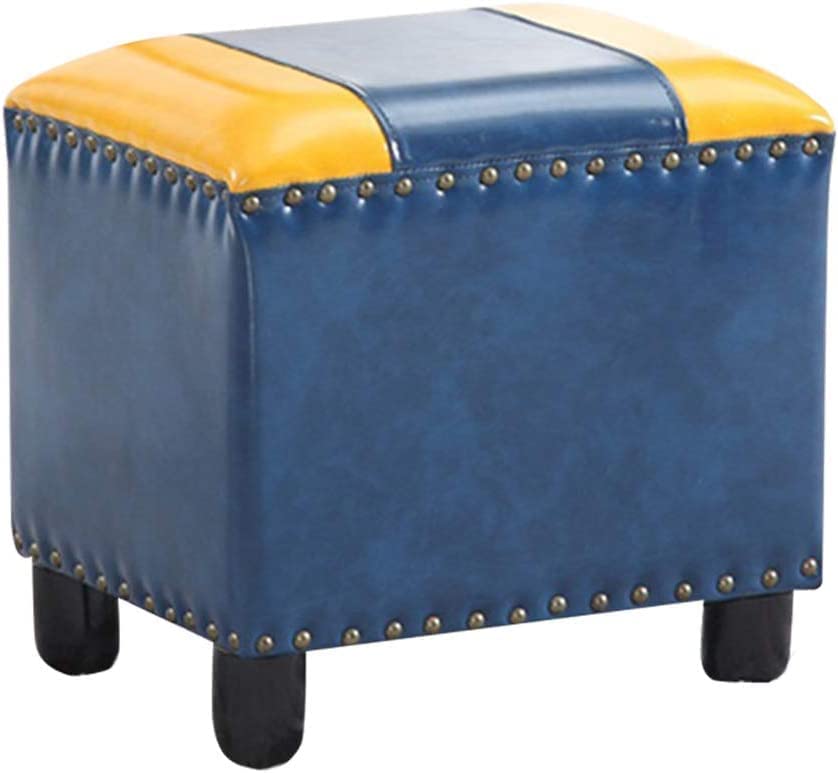 Tabouret Ottoman en Bois Massif pour Salon, Entrée et Change de Chaussures