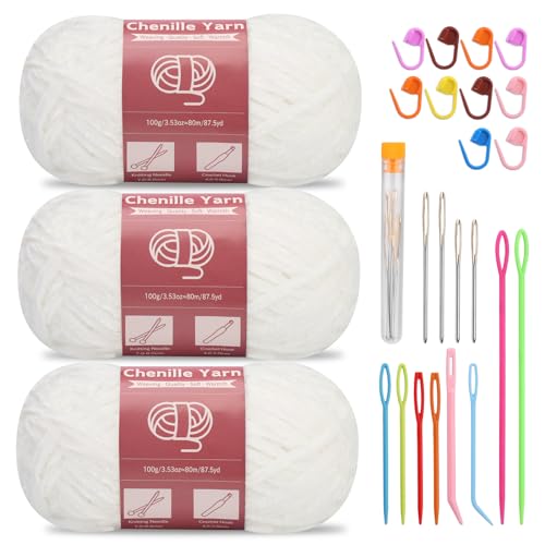 SUVSOON 3 * 100g Chenille Yarn