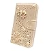 Galaxy S6 Edge Plus Wallet Case, UnnFiko Handmade Luxury 3D Bling Crystal Rhinestone Leather Purse Flip Card Pouch Stand Cover Case for Samsung Galaxy S6 Edge + (Flower Pearl)