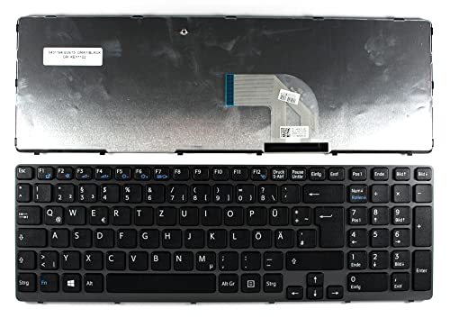 Keyboards4Laptops Allemande Gris Cadre Noir Clavier pour Ordinateur Portable (PC) de Remplacement Compatible avec Sony Vaio SVE1511P1E