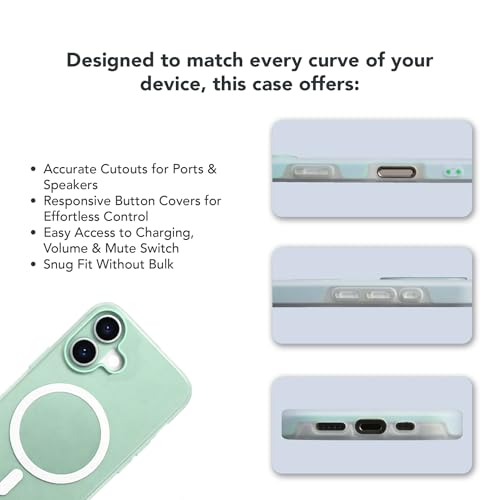Image of Hupshy iPhone 16 Back Cover with Camera Protection Rings, Kickstand-Matte /Anti, Non-Slip, Camera Glass Protection,Transparent Shockproof Cover for iPhone 16 (Light Green)