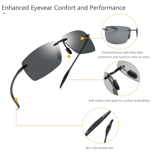 Image of Mens Sunglasses Polarized Frameless z87 Safety Sun Glasses For Women UV400 Anti Glare Mirror Mztrix Bex Sunglasses