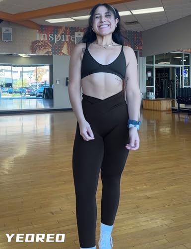 YEOREO Leggings for Women Hidden Scrunch High Waisted Yoga Pants V Cross Tummy Control Craze Compression Workout4