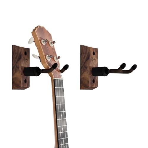 String Swing Ukulele Wall Mount Stand for Mandolin Uke Concert Pineapple Soprano Tenor and Baritone Compatible Case Alternative Kit for Home or Studio – Black Walnut Hardwood (2 Pack)