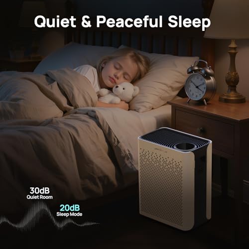 Image of Jafanda JF280 Air Purifiers for Home, Room up to 1015Ft, HEPA Air Purifier for Bedroom with Washable Pre-Filters & AHAM Verified, 20 dB Air Cleaner for Pets Dander, Allergies, Dust, Smoke, Pollen