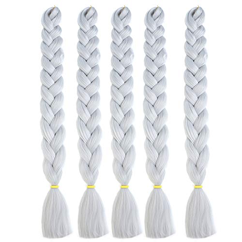 Kanekalon Jumbo Braiding Hair Extension 82inch 165g Braids High Temperature Premium Original Ultra Braid Kanekalon Fiber Braid Hair for Twist Kanekalon Braiding Hair (82 Inch Grey)