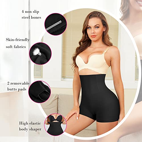 Nebility Butt Lifter Padded Shapewear High Waist Hip Enhancer Pads Shorts Women Seamless Underwear Tummy Control Panty Black thumb #4