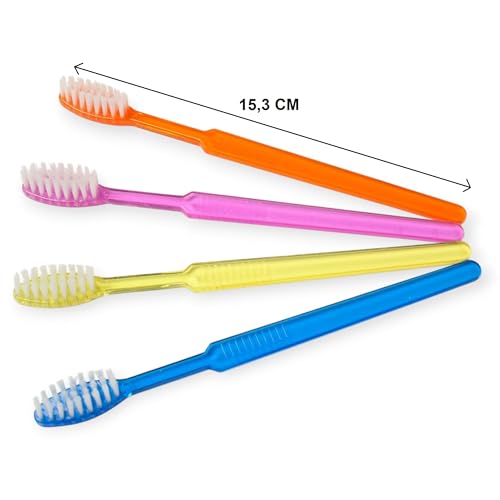 DE Healthcare Products – Einmalzahnbürsten mit Zahnpasta (100 Stück), einzeln hygienisch verpackt, 4 untersch. Farben (4x 25 Stück) – Bild 3