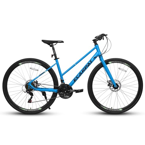 700C Steel Hybrid Road Bike, 21-Speed Commuter Bike with