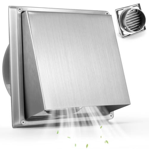 ZONJIE Grille de ventilation en acier inoxydable - 150 mm - Protection contre les intempéries - Vis - Hotte à lamelles - Protection de façade - Pour sèche-linge, salle de bain, bureau, cuisine, usine