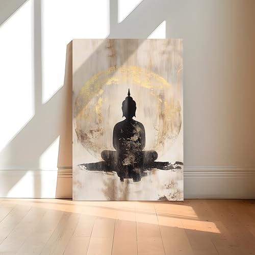 Image of PAINTINGMANTRA Buddha Canvas Painting for Living Room, Buddha wall Art Painting for living room, Bedroom, office and Home, Canvas, 16x22 Inch