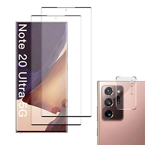 [2 Pack] Screen Protector for Samsung Galaxy Note 20 Ultra with Camera Lens Protector, [Support Fingerprint] [3D Full Edge Covered] 9H HD Tempered Glass Film for Samsung Galaxy Note 20 Ultra 5G