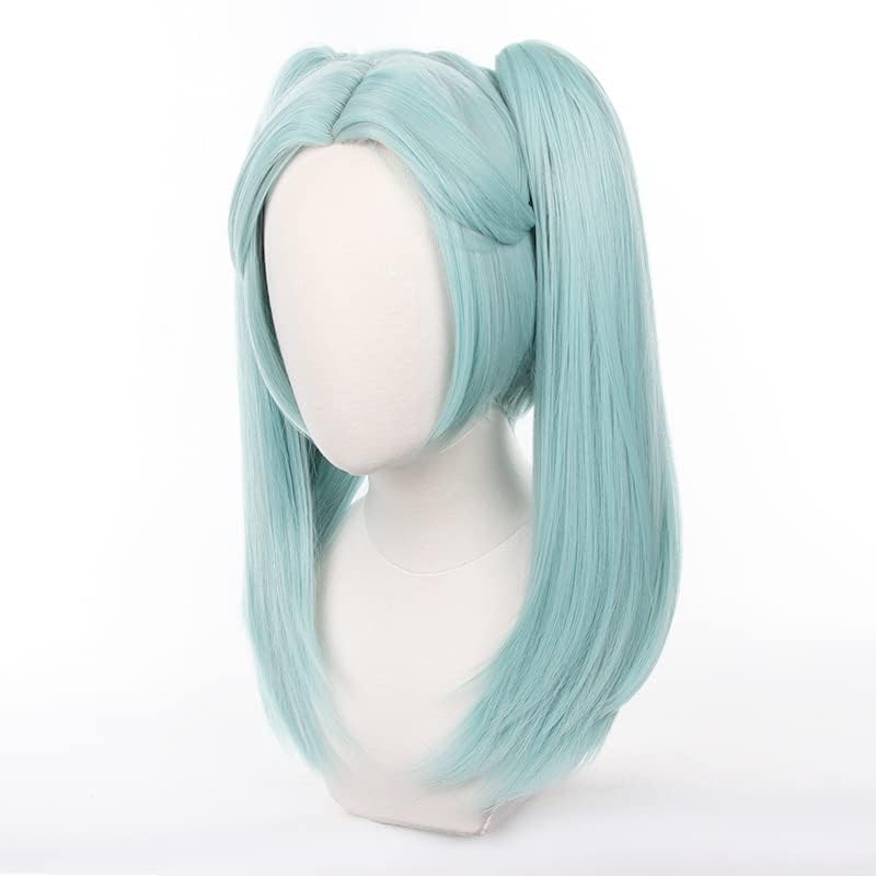 Anime Cyan-Blue Cosplay Wigs With Double Ponytails Halloween Costume Party Wig for Women - Image 3